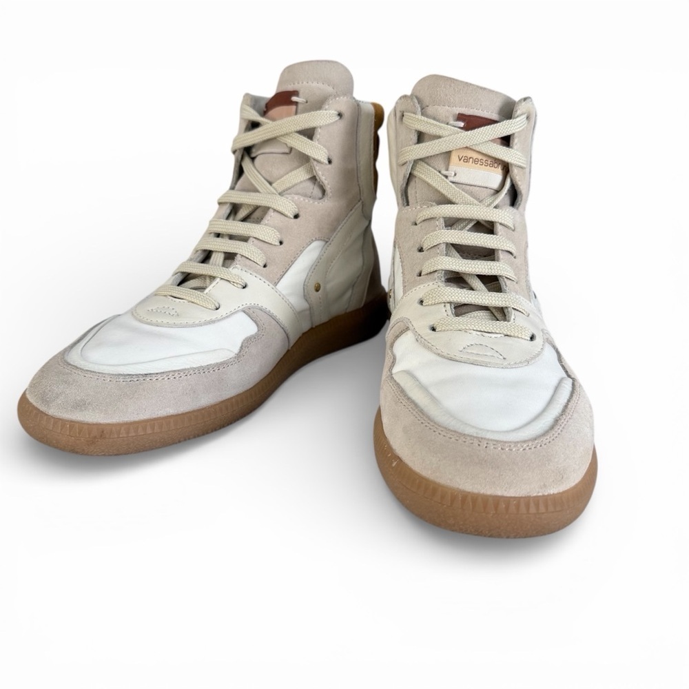 VANESSA BRUNO Chalk Colorblock High-Top Sneakers Retro Leather Suede 39